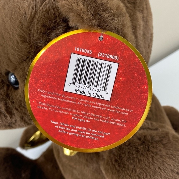 FAO Schwarz 160th Anniversary Gold Monogram Teddy Bear Plush Stuffy Animal 13.5” - Picture 14 of 14